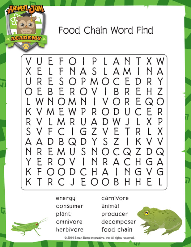 Food Chains Word Search